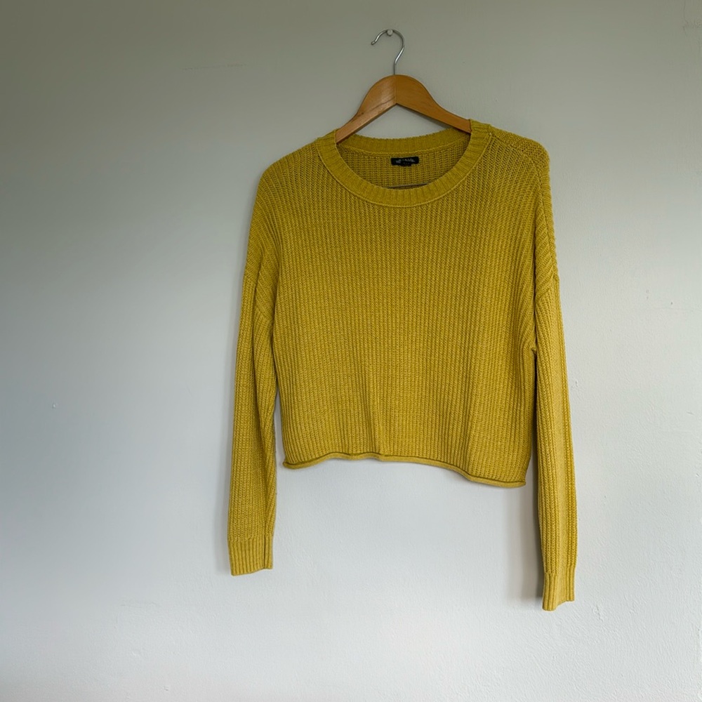 Wild Fable Knit Crop Sweater Crop Top L Scoop Neck Green